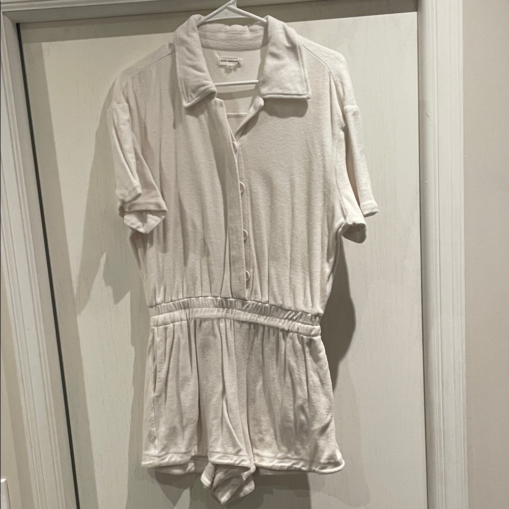 Good American White Button-Up Romper